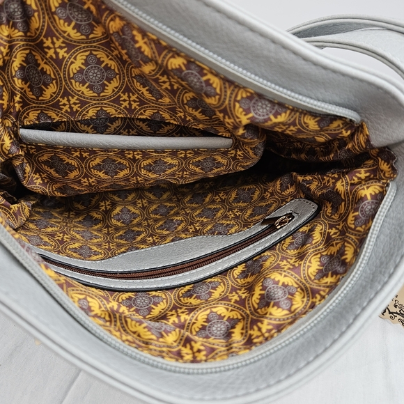 Alyssa light blue gray triple zip pockets crossbody bag - Picture 15 of 16